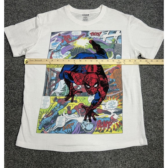 Marvel Spiderman White Retro Comic Book Graphic T-Shirt Men’s Size Large - Picture 4 of 6
